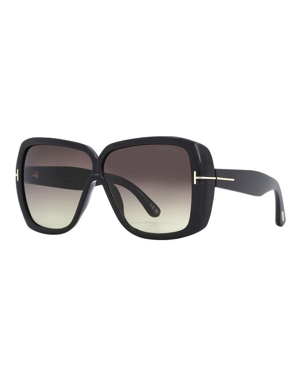 Tom Ford Black Sunglasses Square Full Rim, Shiny Frame And Gradient Smoke Lens Ft103701B