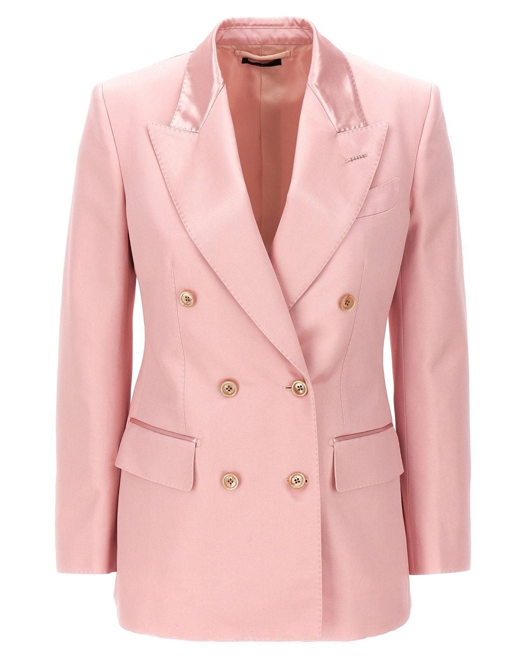 Tom Ford Pink Double-Breasted Duchesse Blazer