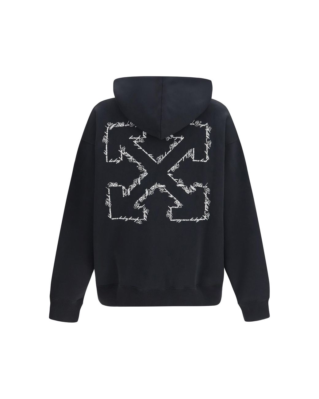 Off-White c/o Virgil Abloh Black Hoodie Script Arrow Diagonal Cotton Sweatshirts for men