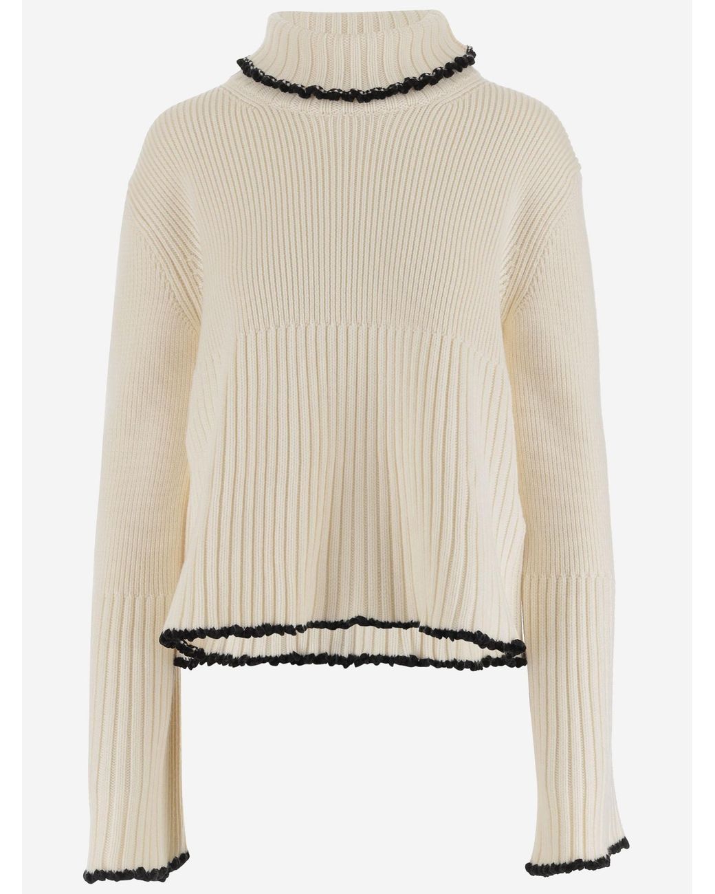 Jil Sander Natural Wool Blend Sweater Virgin Viscose Polyamide