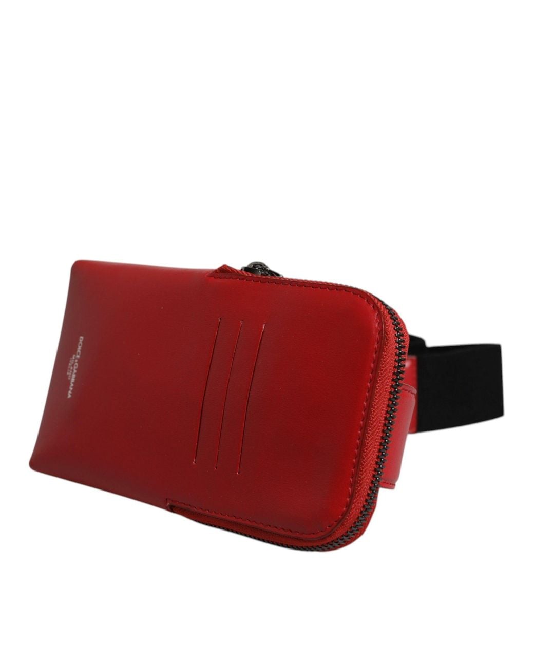 Dolce & Gabbana Red Calfskin Leather Phone Cardholder Crossbody Bag And Viscose Calf