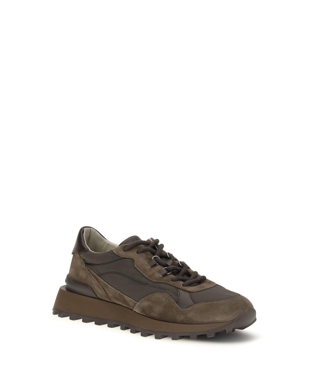 Brunello Cucinelli Brown Sneakers Suede And Techno Cotton