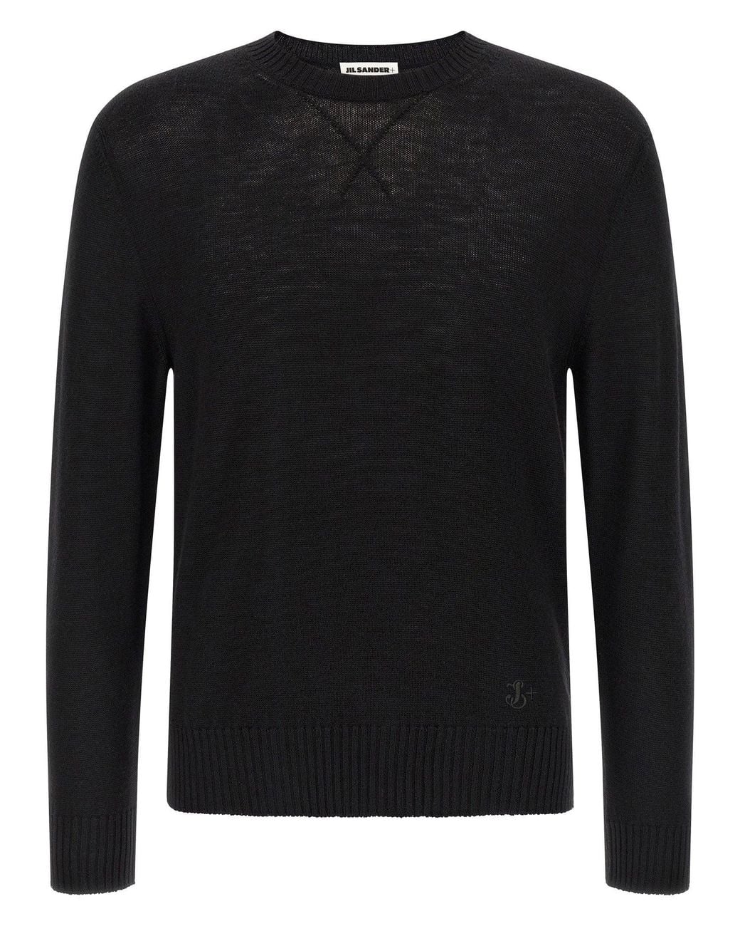 Jil Sander Black Logo-Embroidered Virgin Wool Sweater