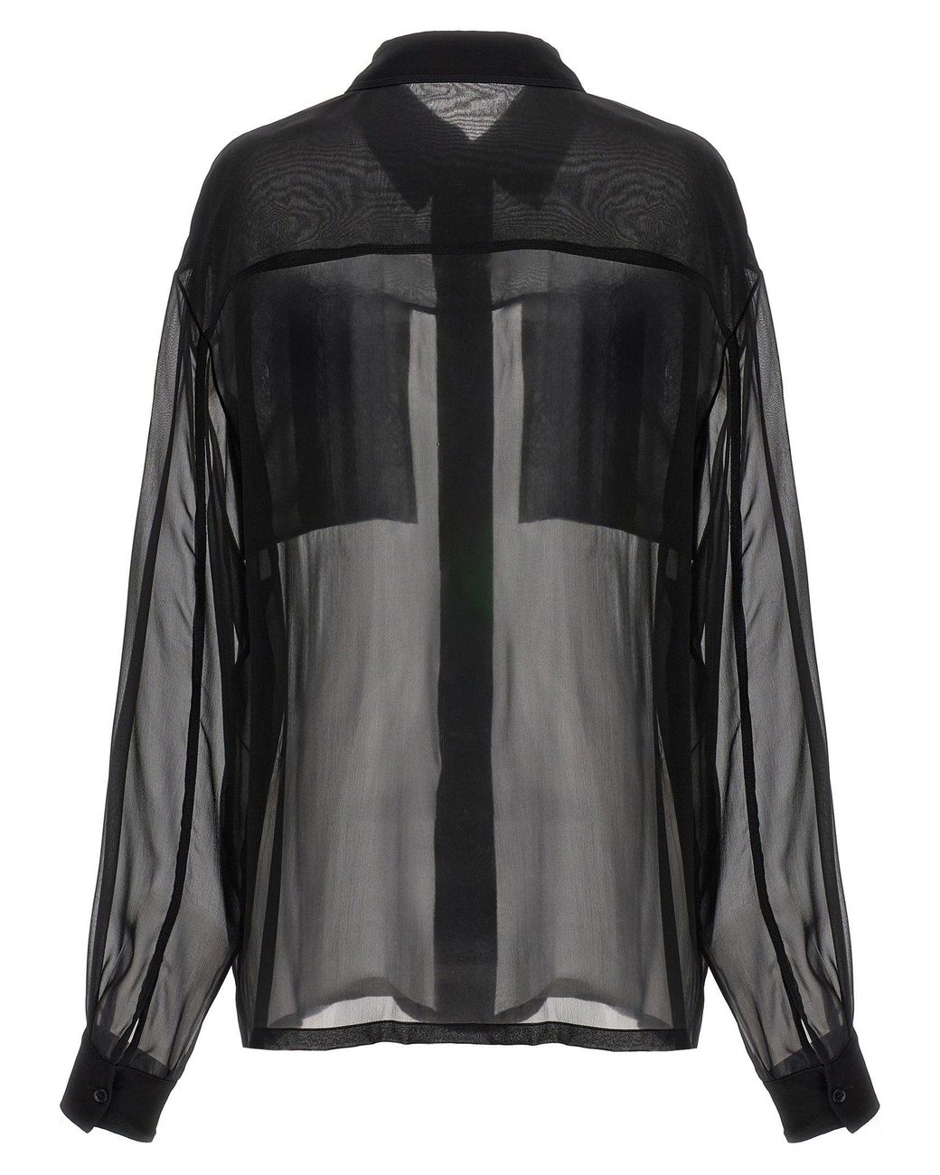 Saint Laurent Black Semi-Sheer Silk Muslin Shirt