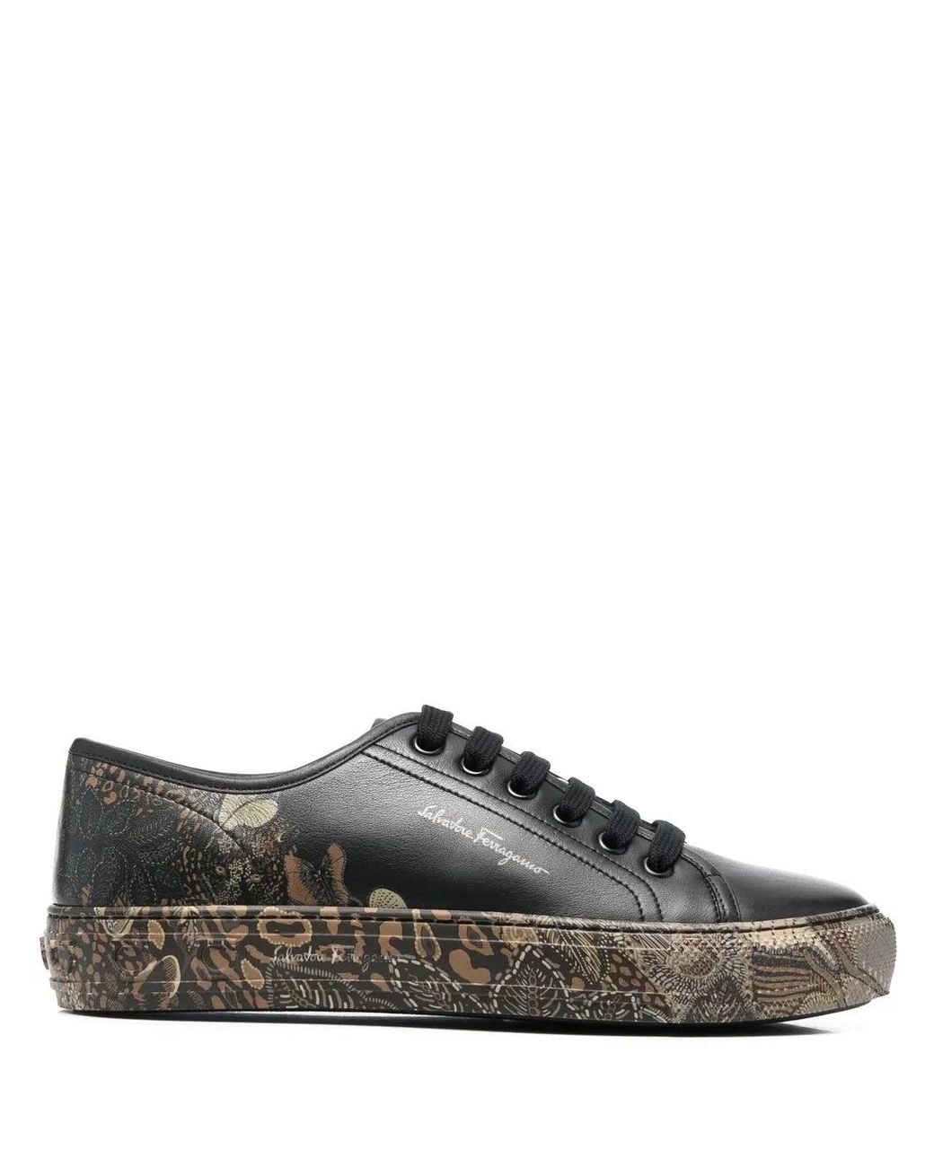 Ferragamo Gray Borg Cubic Low-Top Sneakers