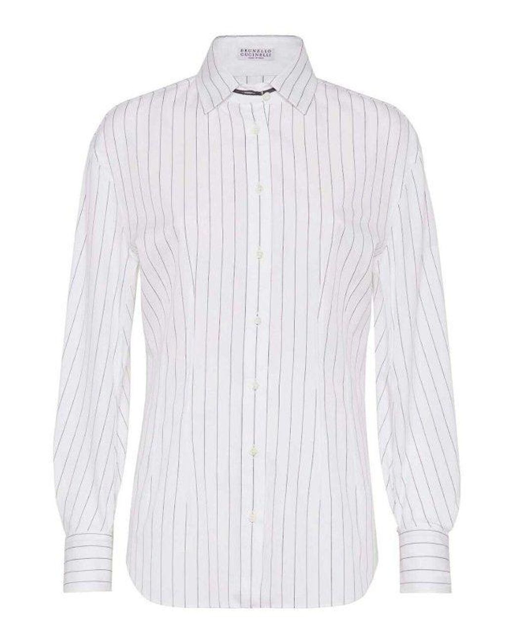 Brunello Cucinelli White Bicolor Cotton Pattern Shirt