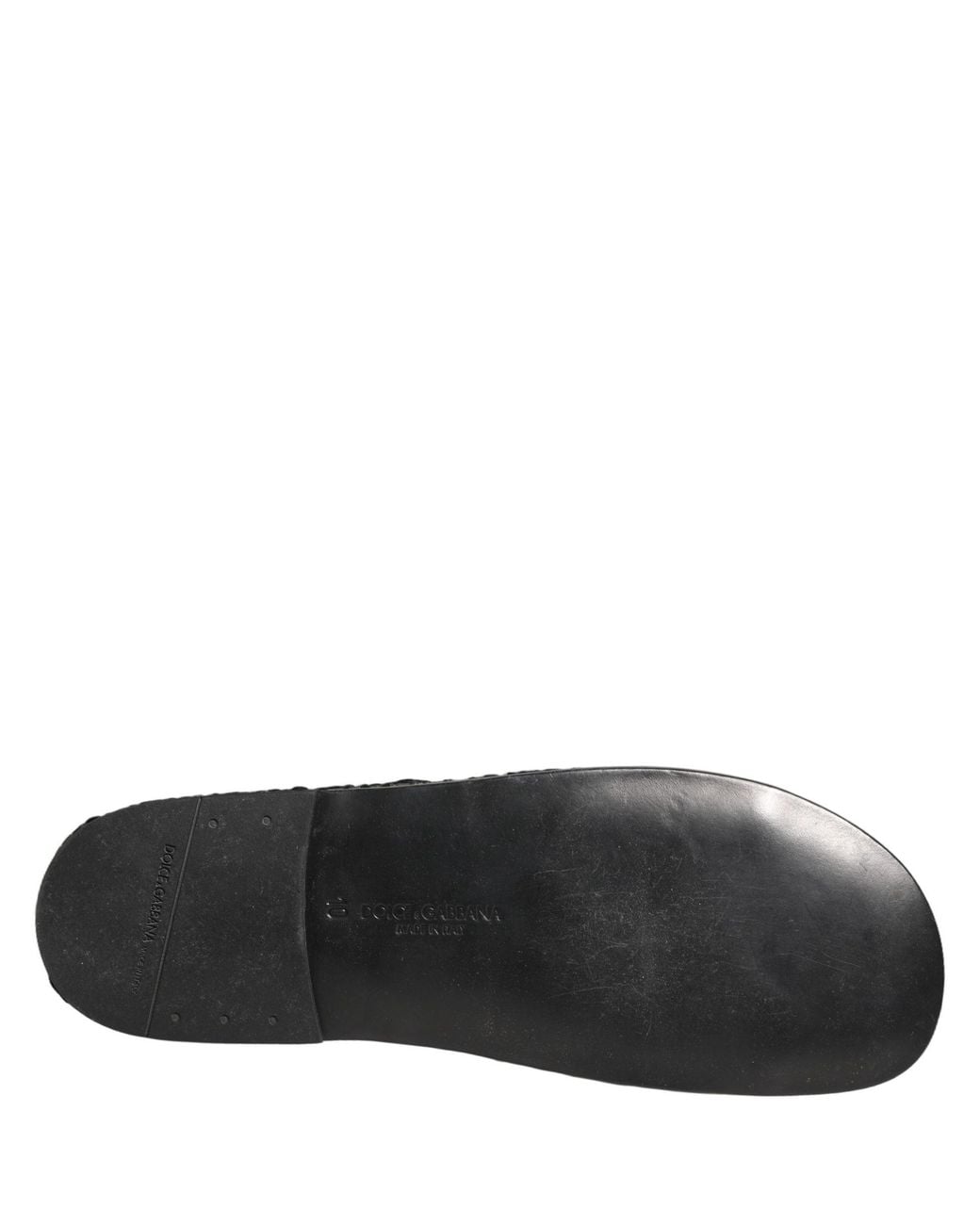 Dolce & Gabbana Black Fabric Woven Slides Sandals Flats Shoes for men