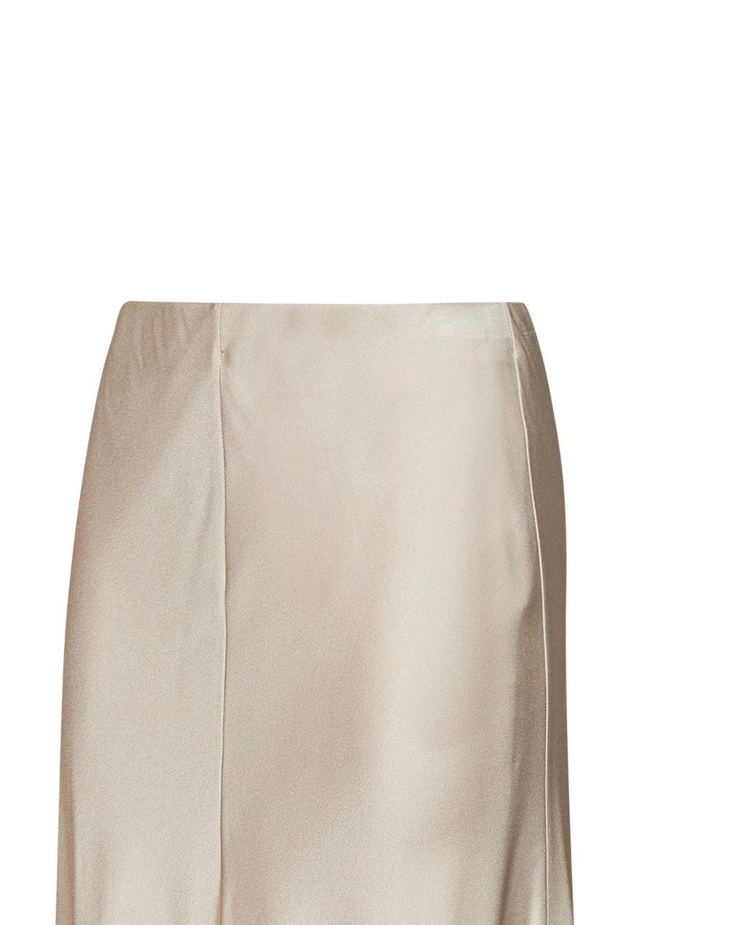 Brunello Cucinelli Natural Milky Satin Cady Pencil Fluid Midi Skirt