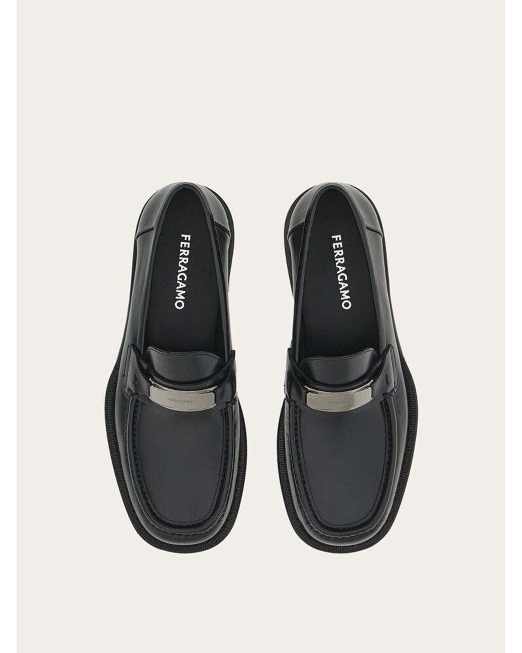 Ferragamo White Calf Leather Loafers for men