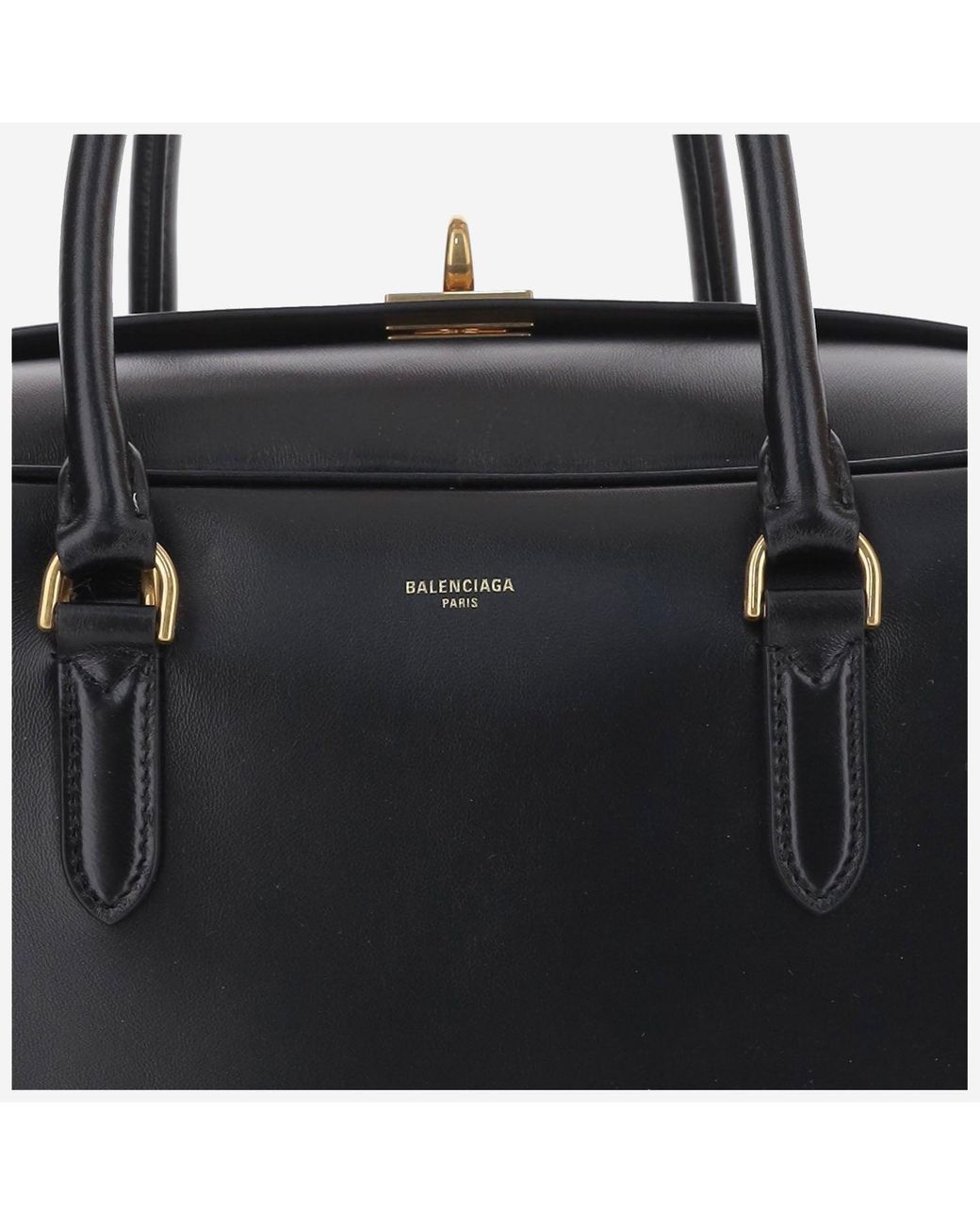 Balenciaga Black Bowling Bag Le 7 Medium Leather Lambskin