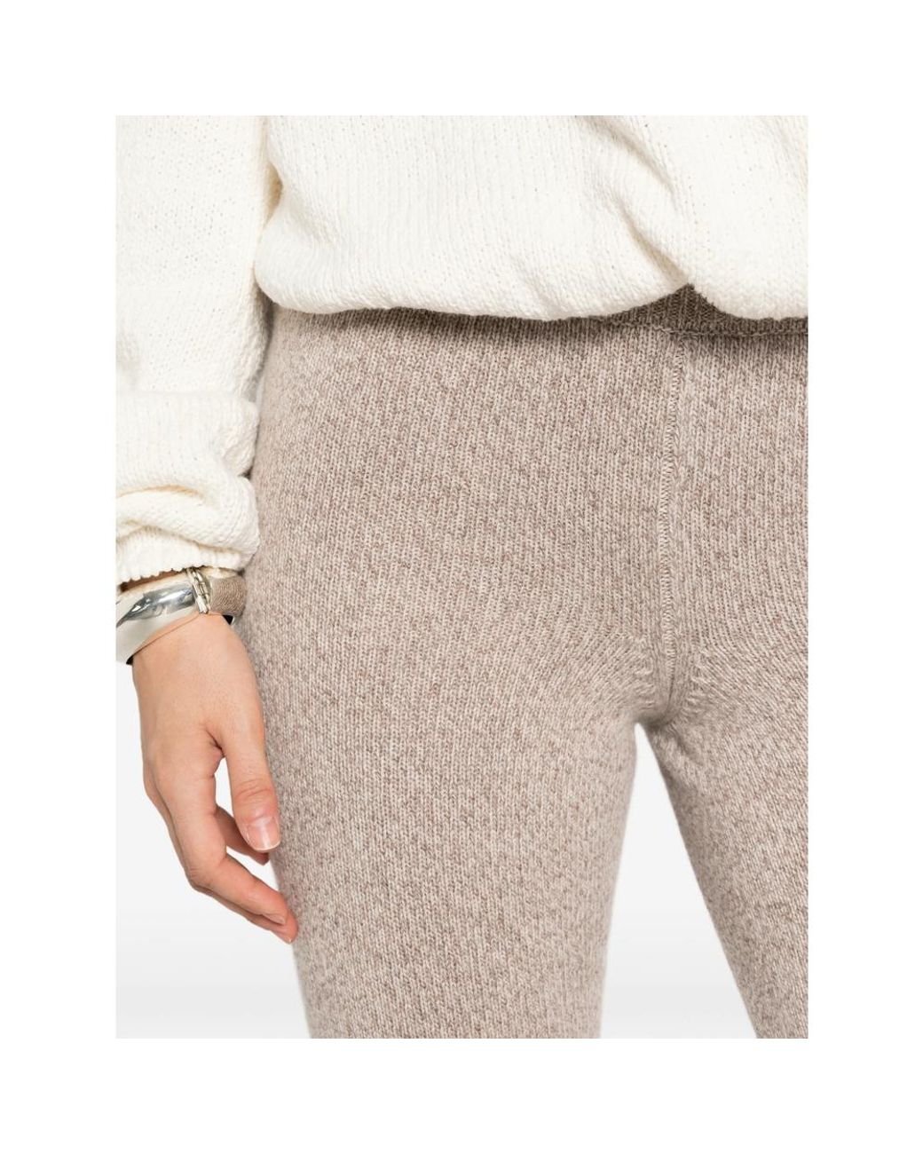 ELY ELY Natural Marl-Knit Flared Trousers