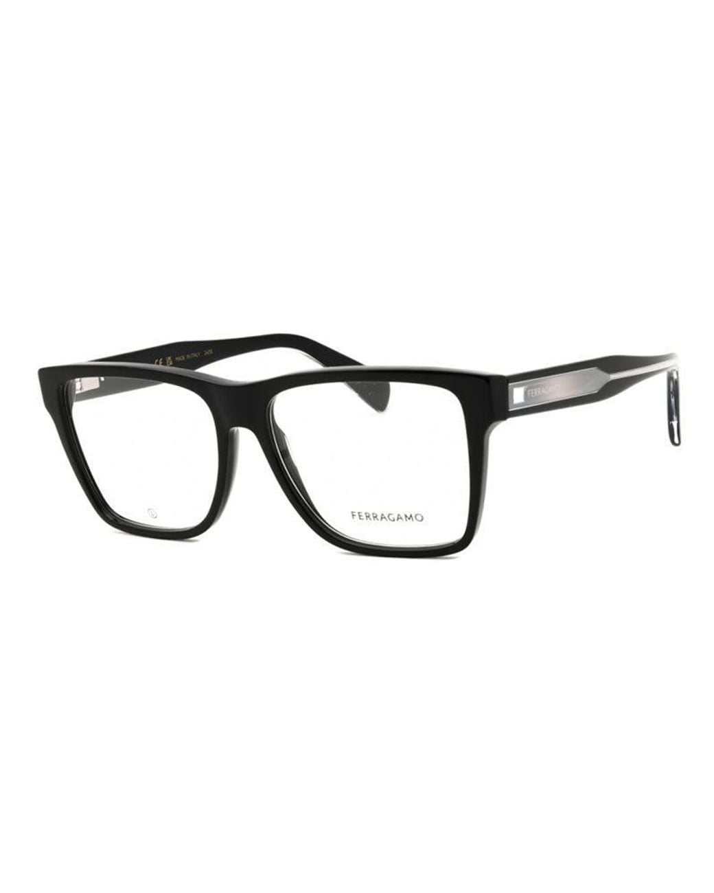 Ferragamo Black Salvatore Eyeglasses Square Full Rim, Frame And Clear Demo Lenses Lens Sf2953N001 Sunglasses for men
