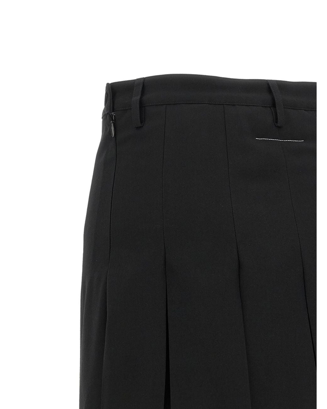 MM6 by Maison Margiela Black Mm6 Maison Margiela Pleated Wool-Blend Skirt