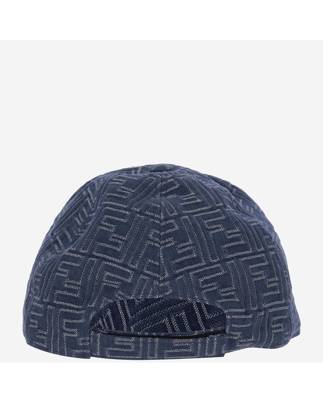 Fendi Blue Cotton Baseball Hat With Ff Pattern for men