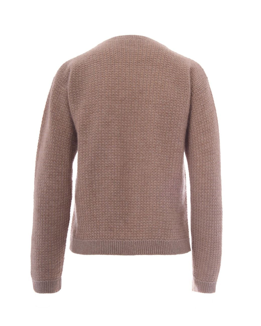Fabiana Filippi Brown Textured Knit Sweater With Lurex Thread And Ribbed Details