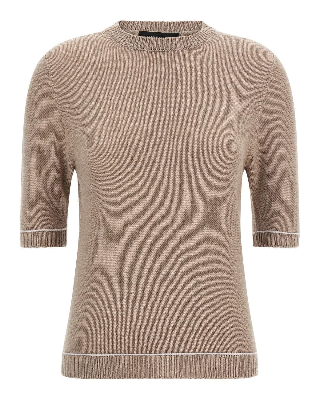 Fabiana Filippi Brown Brushed Platinum Knit Sweater