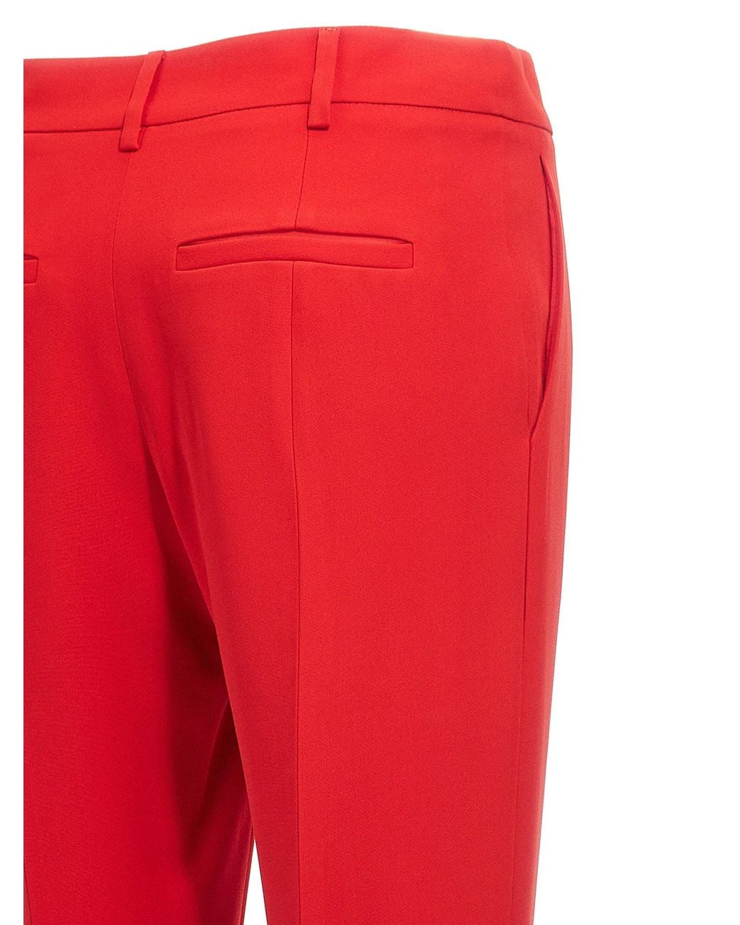 Valentino Garavani Silk Cady Trousers in Red | Lyst