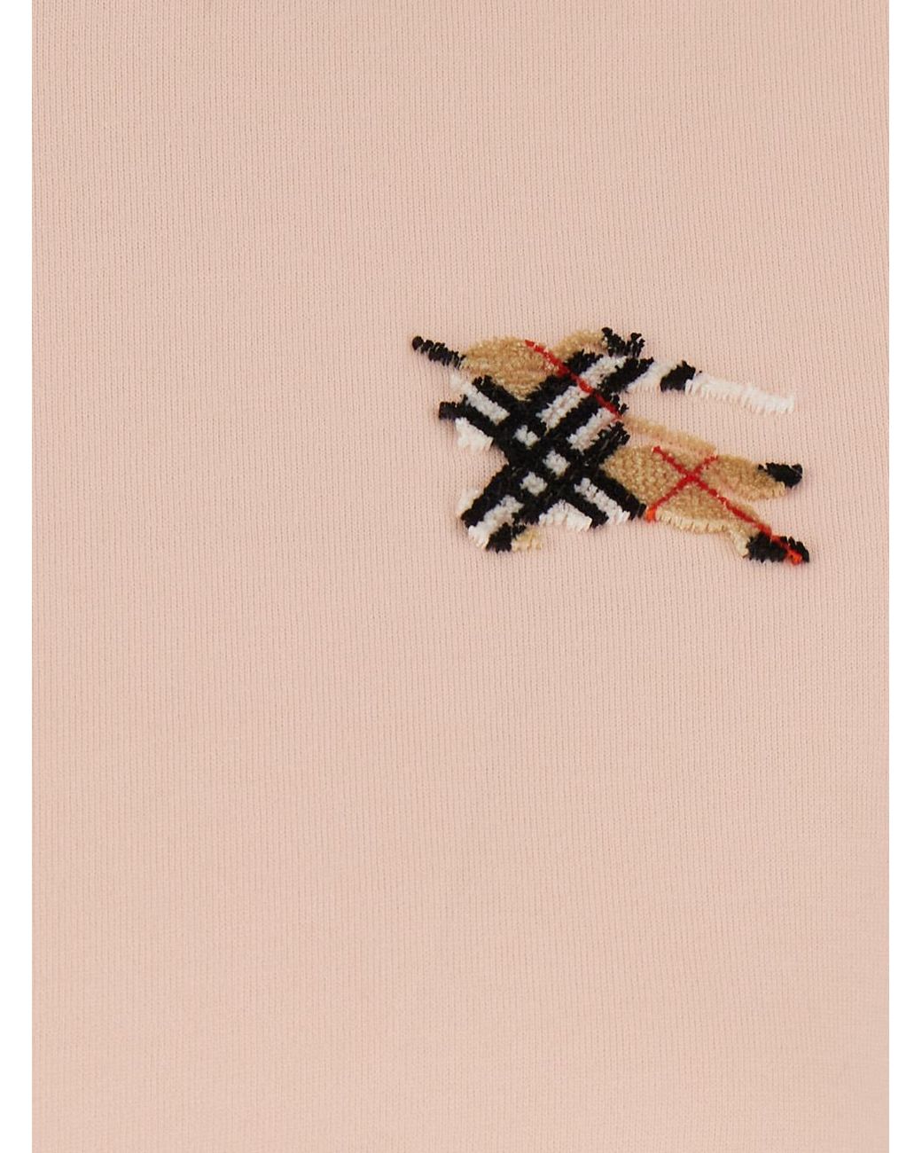 Burberry Pink T-Shirt Embroidered Ekd Logo Cotton T-Shirts & Jerseys
