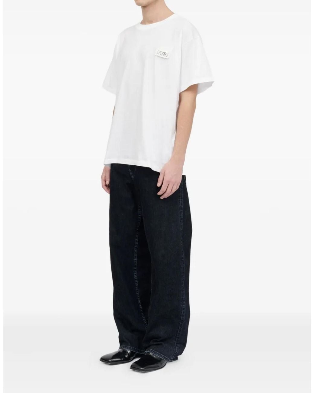 Maison Margiela White Mm6 Numbers Logo T-Shirt for men