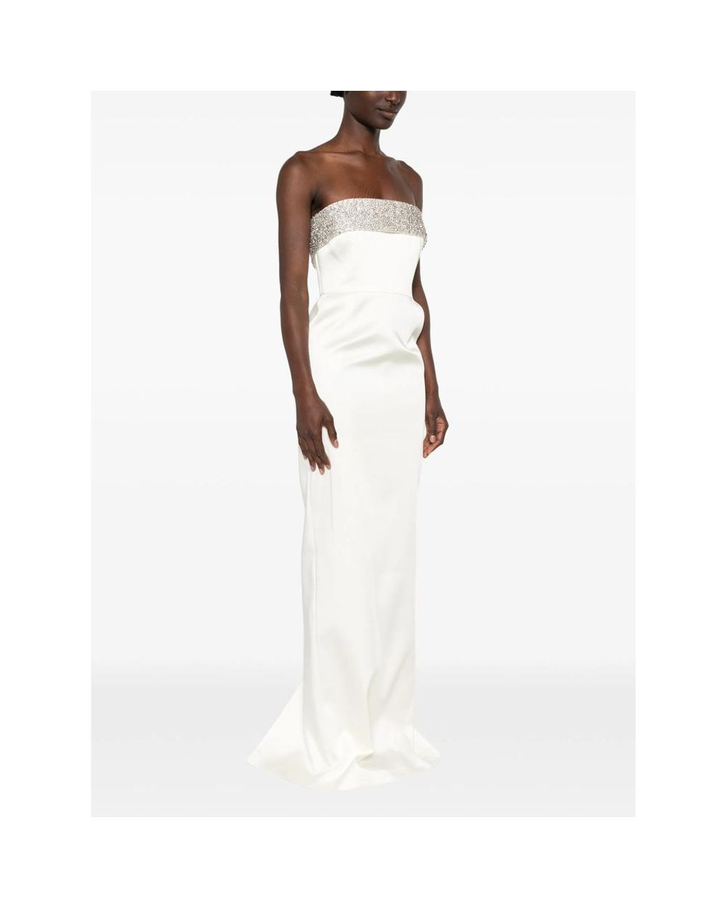 New Arrivals White Strapless Embellished Dress Polyester Evening
