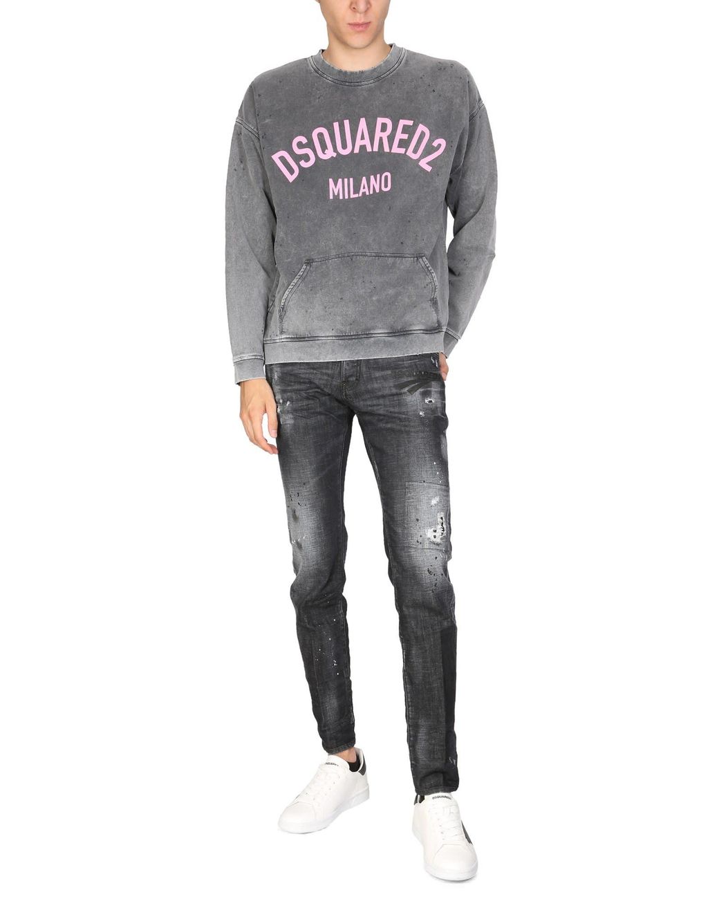 DSquared² Cotton D2 Milano Hoodie Black in Grey Grey gym and workout clothes Mens Activewear gym and workout clothes DSquared² Activewear for Men Save 3% 