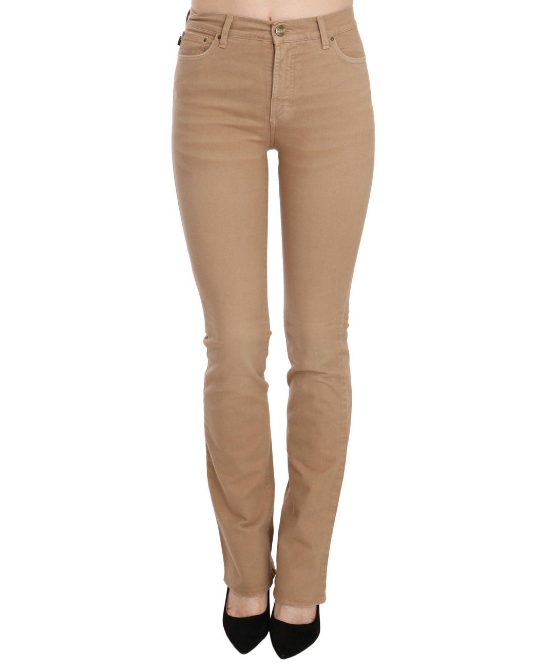 Just Cavalli Brown Cotton Stretch Mid Waist Skinny Trousers Pants Other Materials