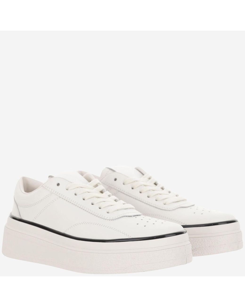 Jil Sander White Sneakers Calfskin Trainers
