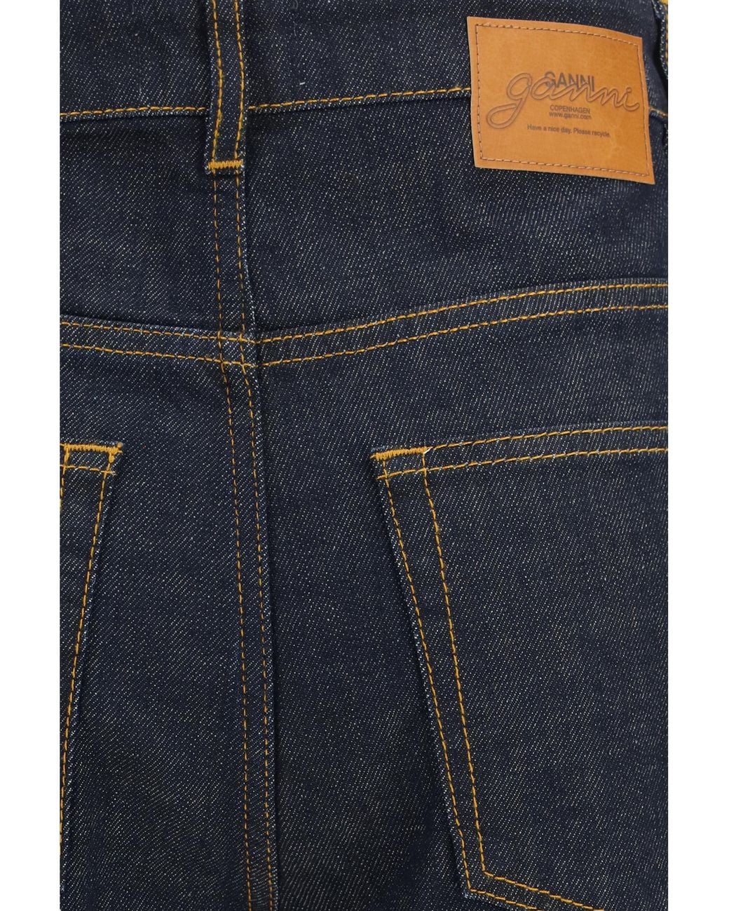 Ganni Blue Slub Denim Fold Jeans