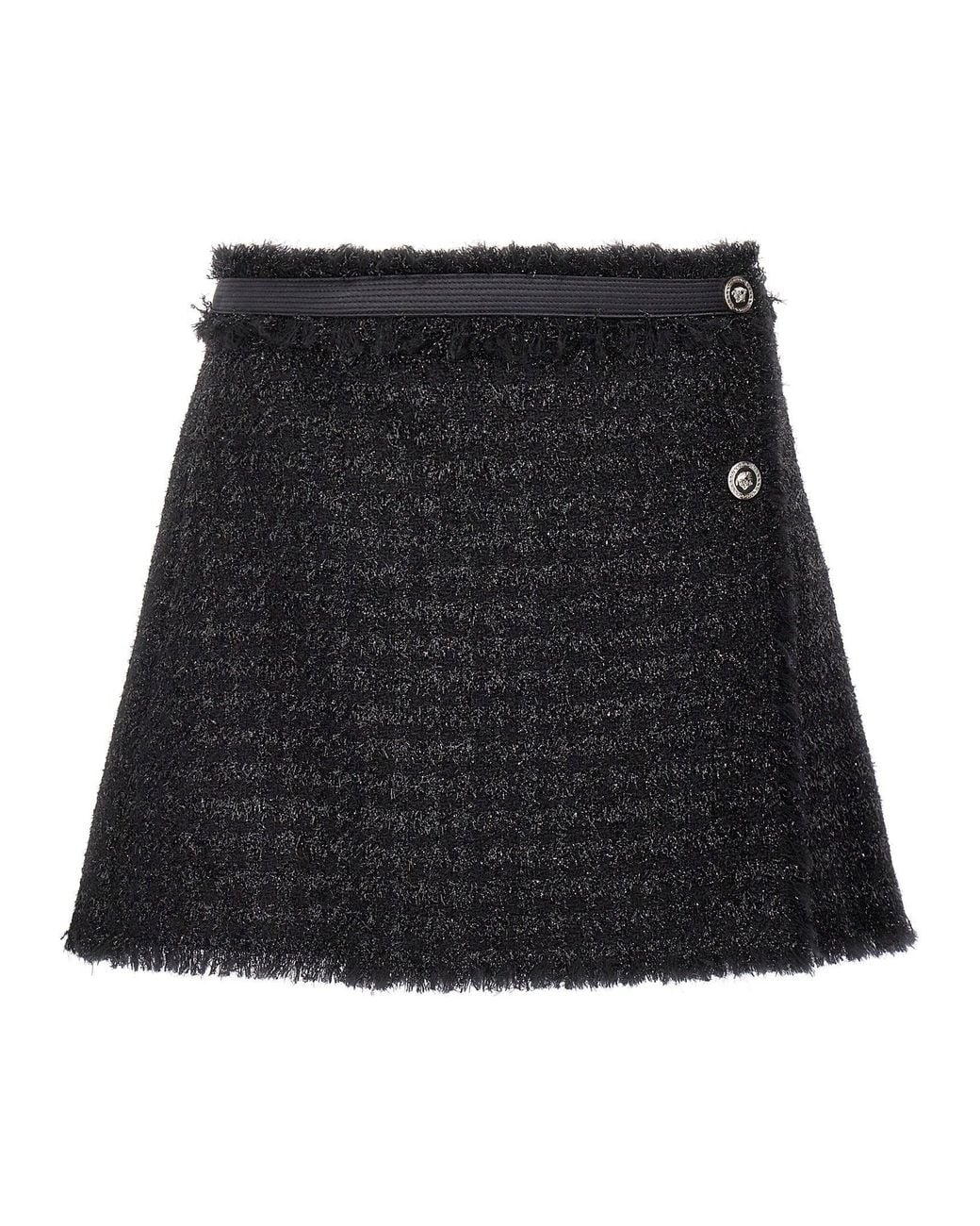 Versace Black Lurex Wool Blend Skirt