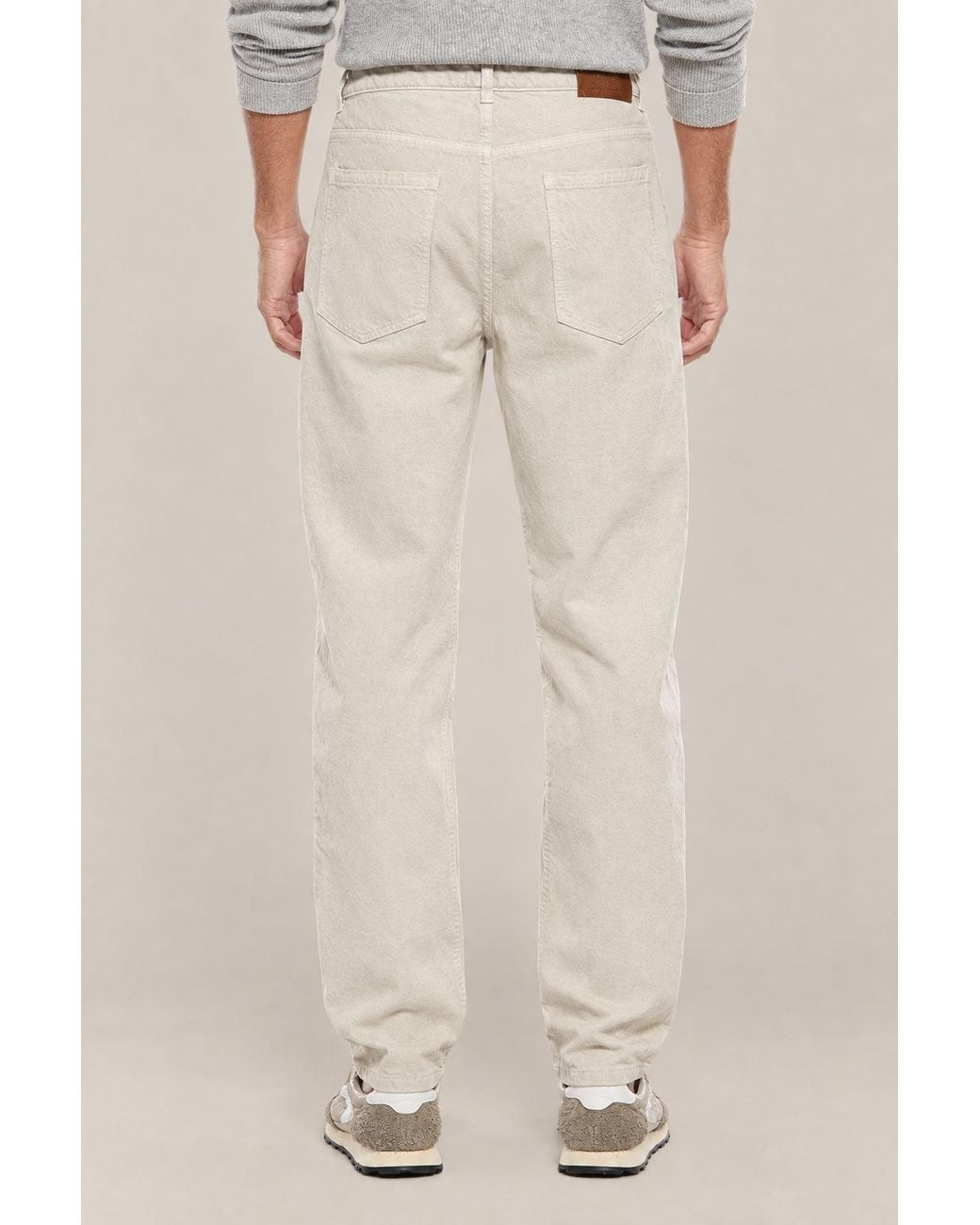 Brunello Cucinelli Natural Linseed Cotton Straight Trousers for men