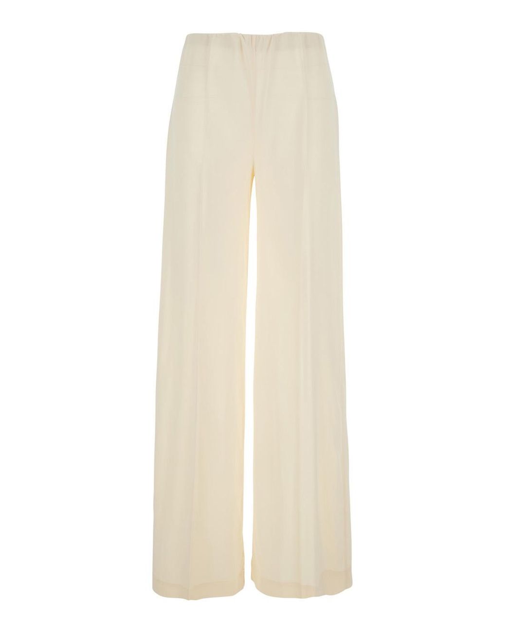 Jucca White Fabric Elasticated Waist Pants For Trousers