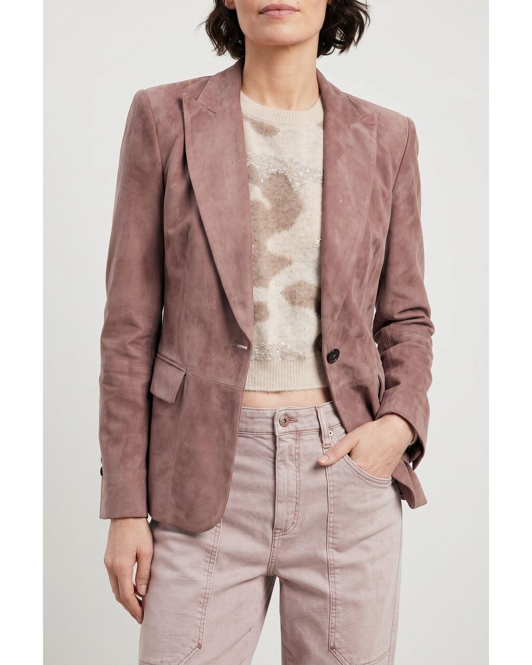 Brunello Cucinelli Brown Dusty Suede Blazer