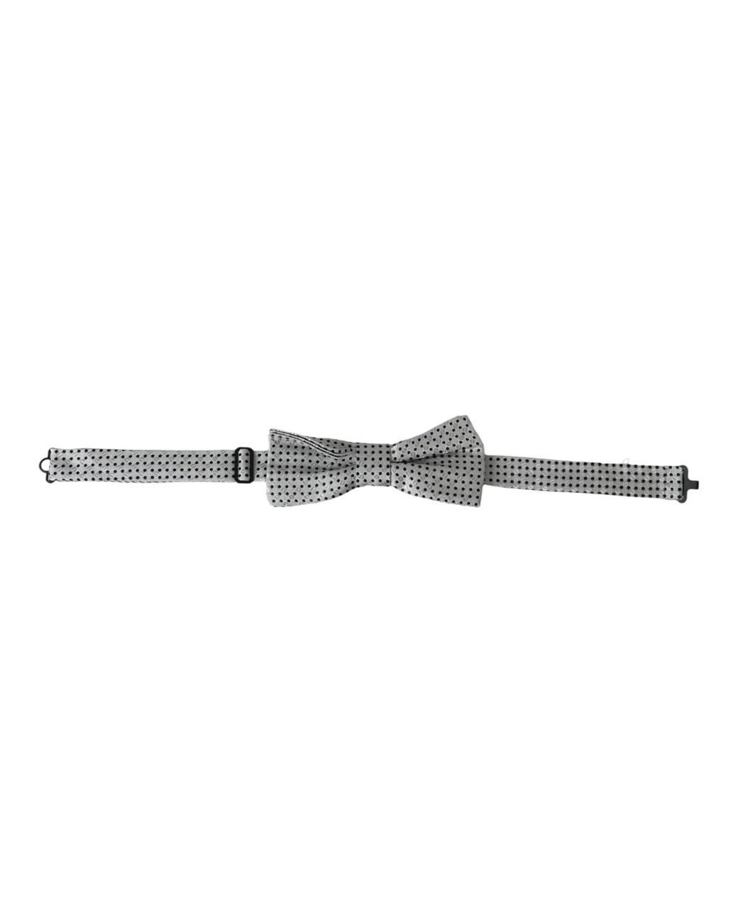 Dolce & Gabbana White Silk Polka Dot Adjustable Neck Papillon Bow Tie for men