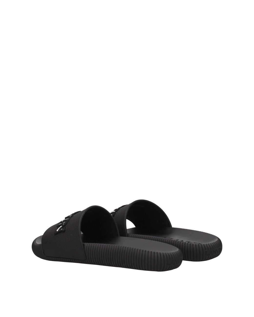 Lanvin Black Embellished Logo Slides
