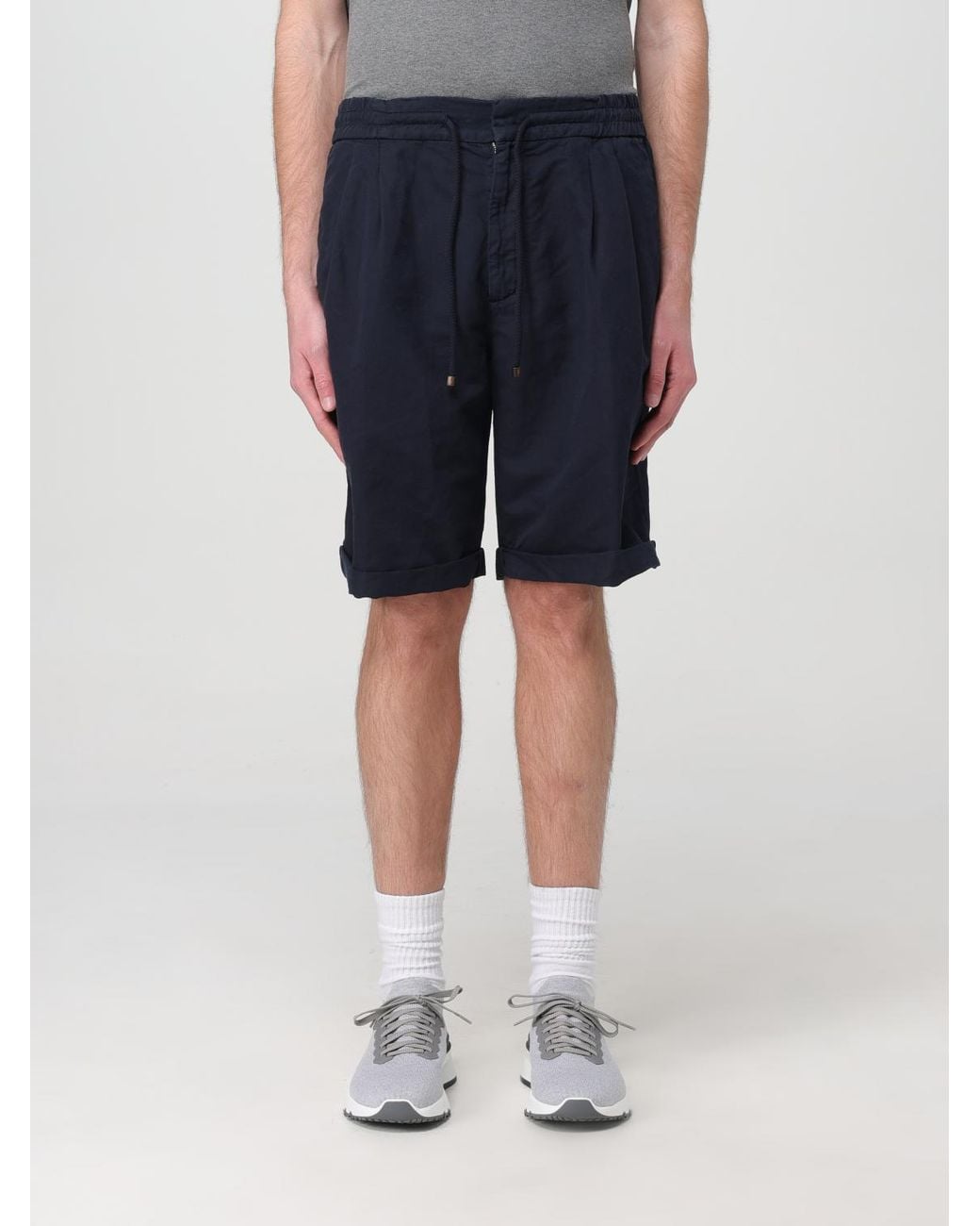 Brunello Cucinelli Blue Tailored Linen Shorts for men