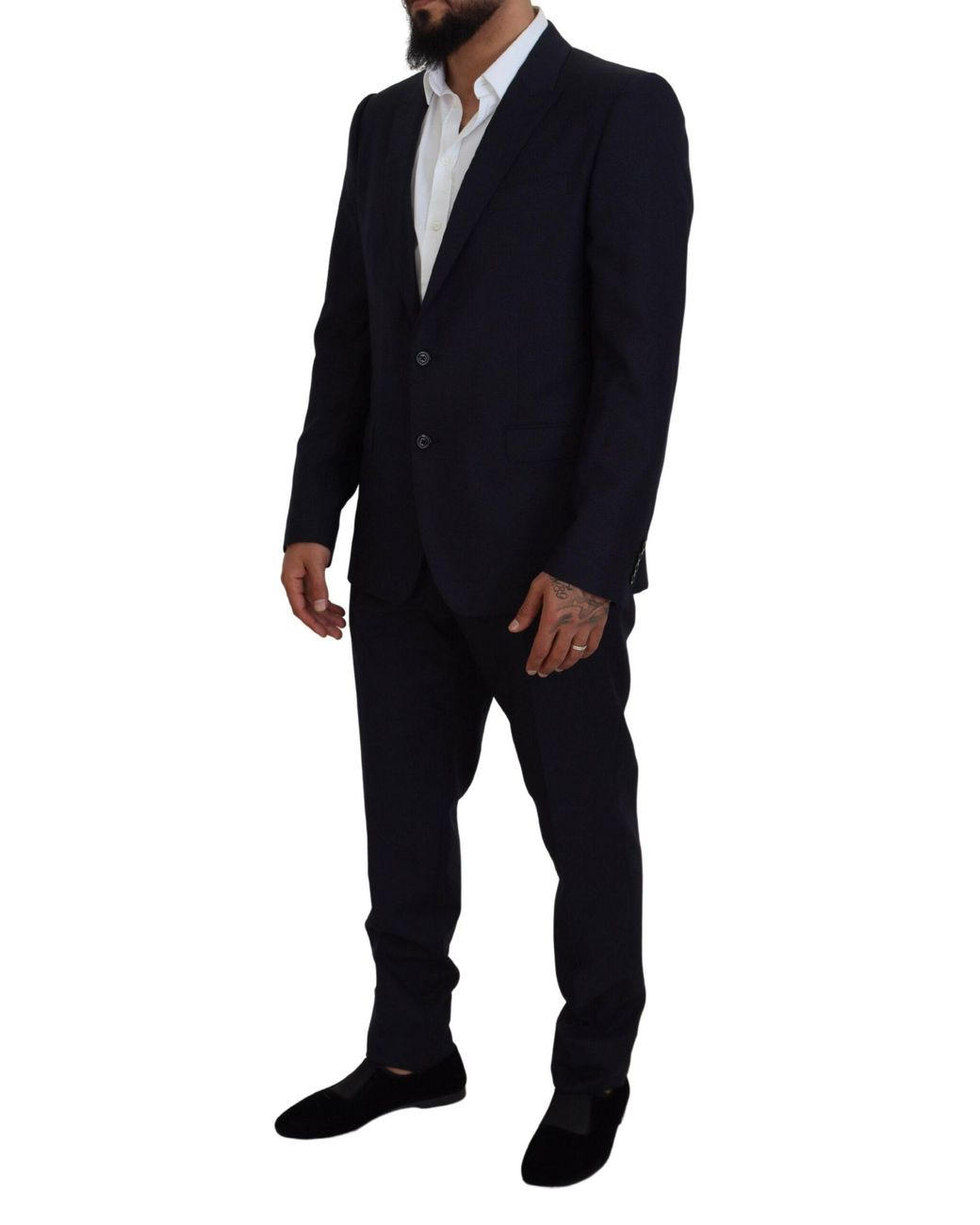 Dolce & Gabbana Black Single Breasted 2 Piece Martini Suit Virgin Wool for men