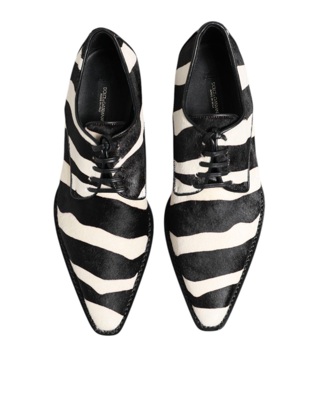 Dolce & Gabbana Black Zebra Pony Fur Dress Shoes Calf for men