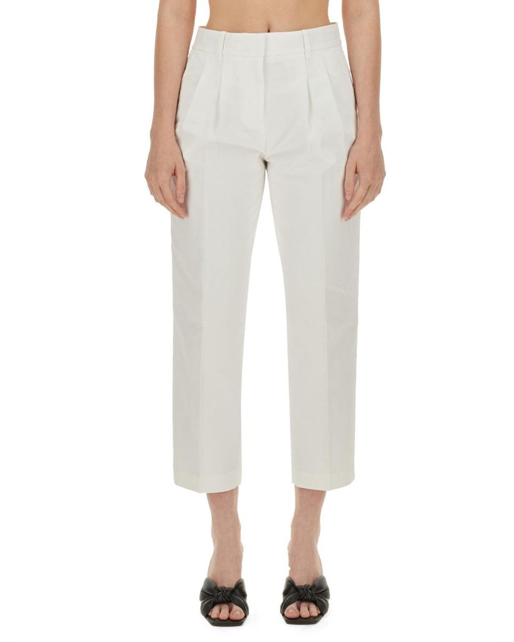 MICHAEL Michael Kors Natural Cropped Pants Cotton Trousers