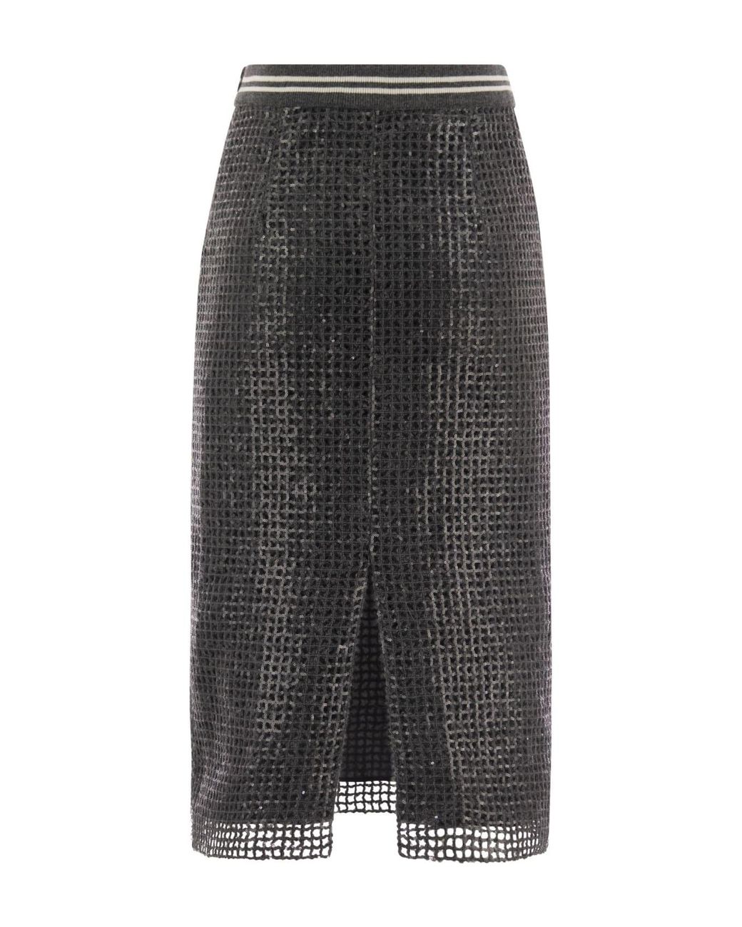 Brunello Cucinelli Gray Dark Textured Skirt