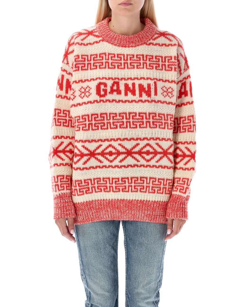 Ganni Intarsia Logo Sweater | Lyst