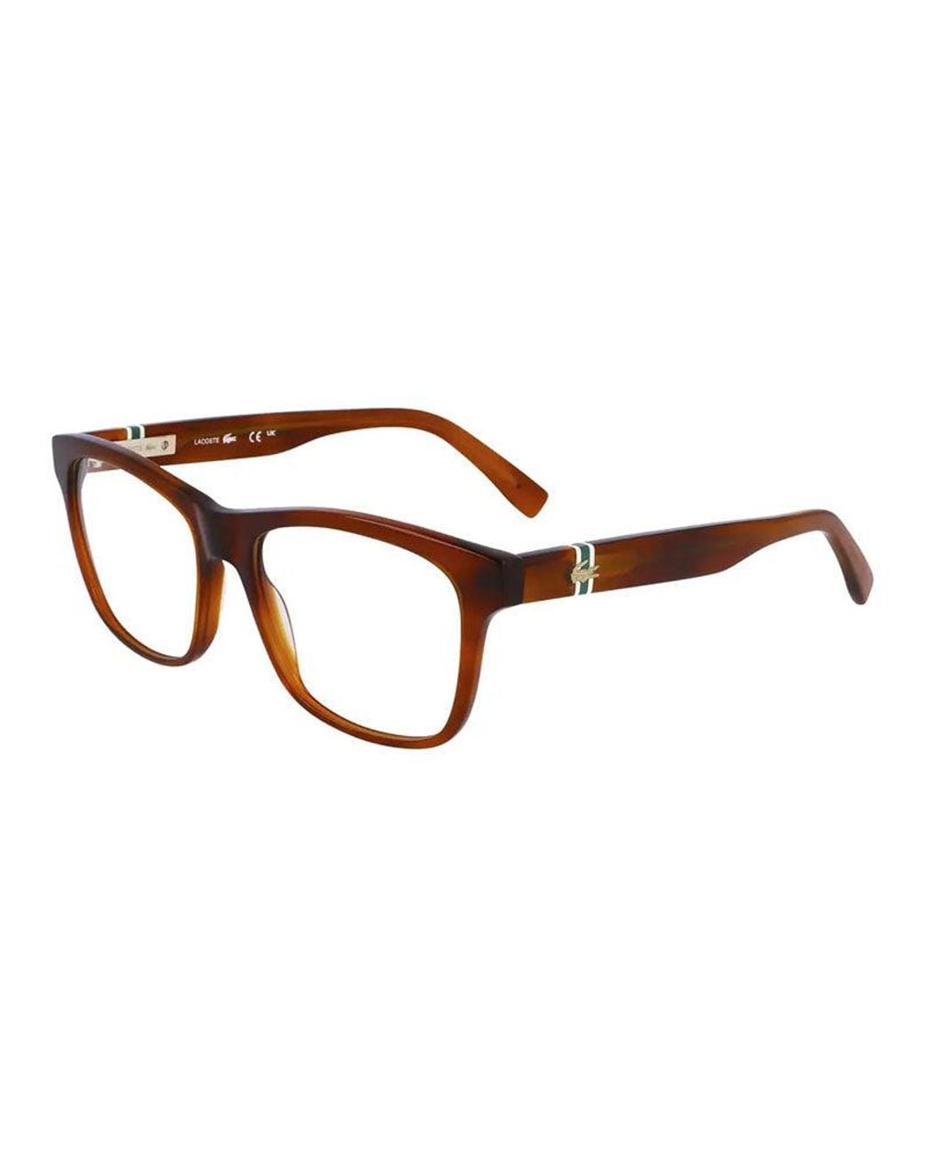 Lacoste Brown Eyeglasses Square Full Rim, Frame And Clear Demo Lenses Lens L2933218