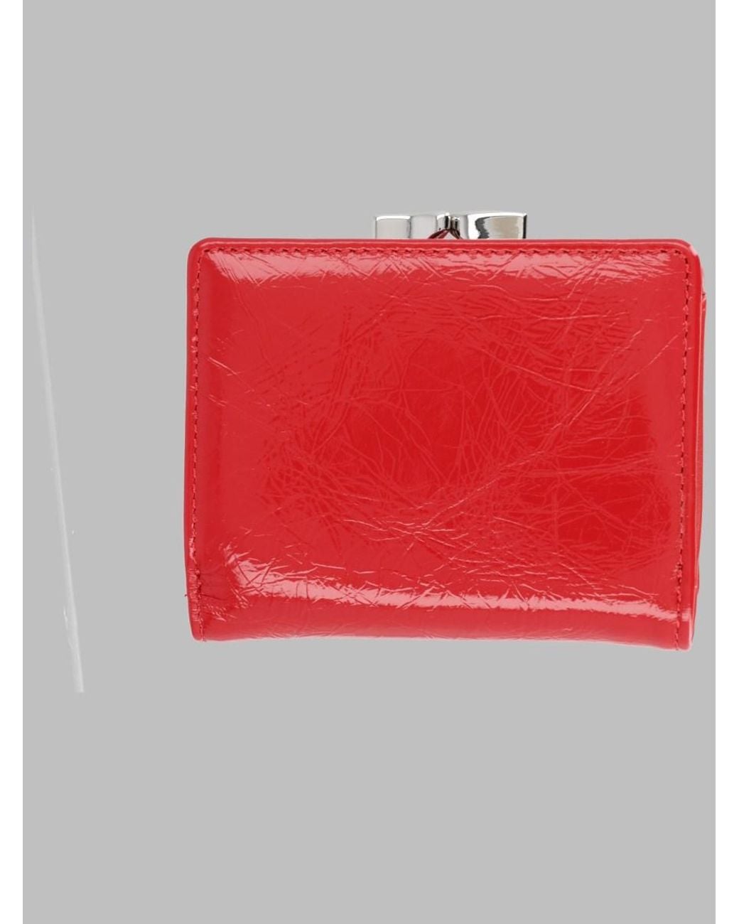 Vivienne Westwood Red Wallet Small Frame With Orb Calf Leather & Purses