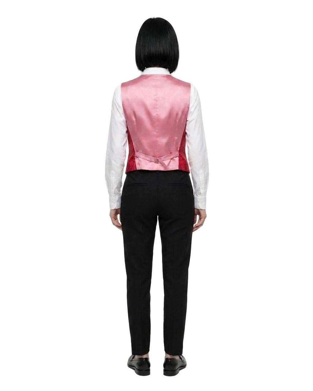 Dolce & Gabbana Red Dolce & Gabbana Jacquard Silk Blend Vest