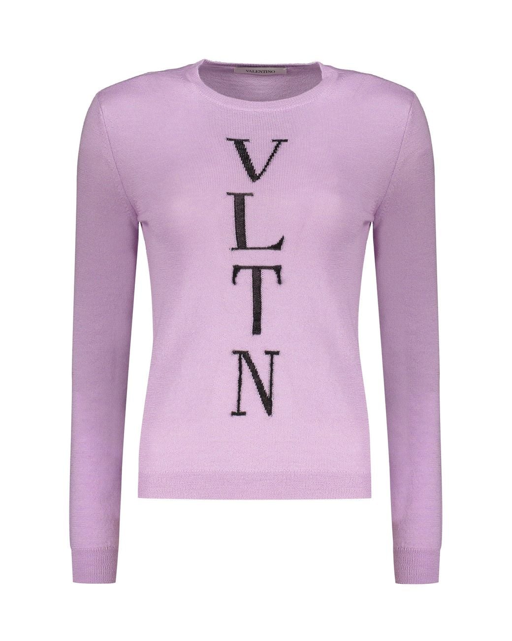 Valentino Pink Lilac Wool Crewneck Sweater