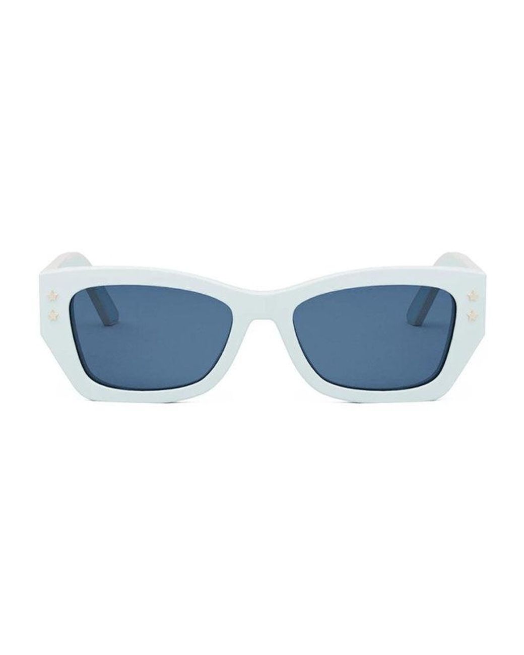 Dior Blue Sunglasses Rectangle Full Rim, Shiny Light Frame And Lens Pacifics2U80B0 for men