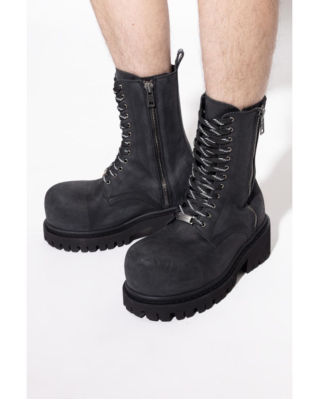 Balenciaga Stomper Lace-Up Boots in Black for Men | Lyst