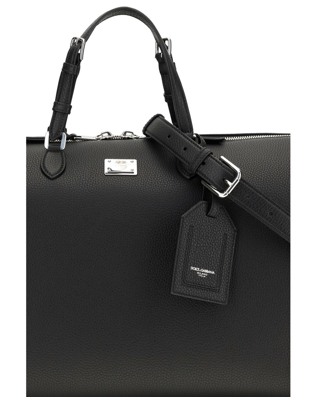 Dolce & Gabbana Black Vittoria Calfskin Travel Bag Calf Leather Bos Taurus; Pvc Briefcases for men