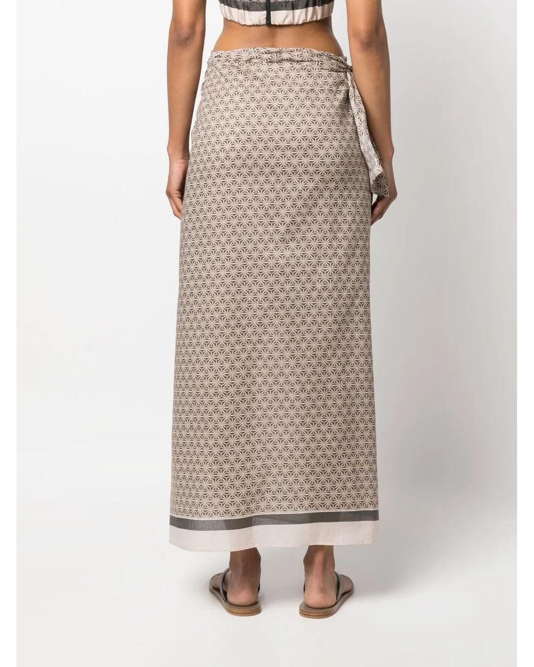 Brunello Cucinelli Natural Patterned Wrap Skirt