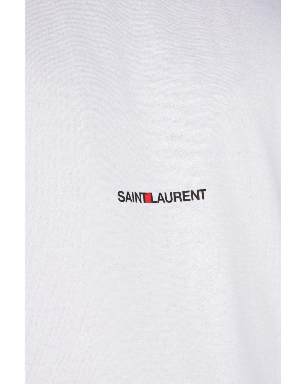 Saint Laurent White Saint Laurent Logo-Embroidered Cotton T-Shirt