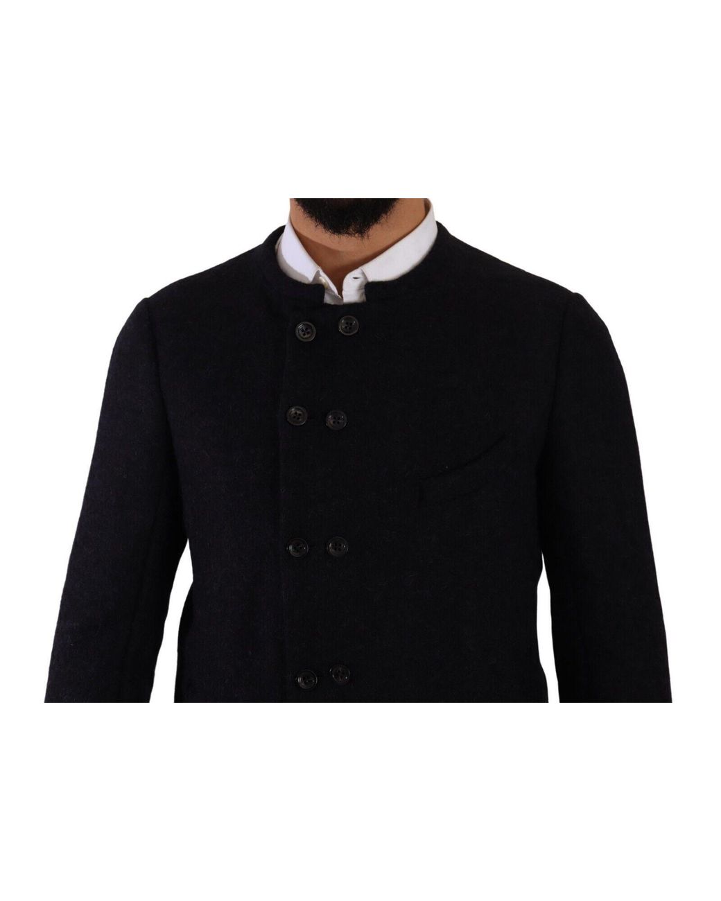 Dolce & Gabbana Black Gray Alpaca Button Down Men Coat Jacket for men